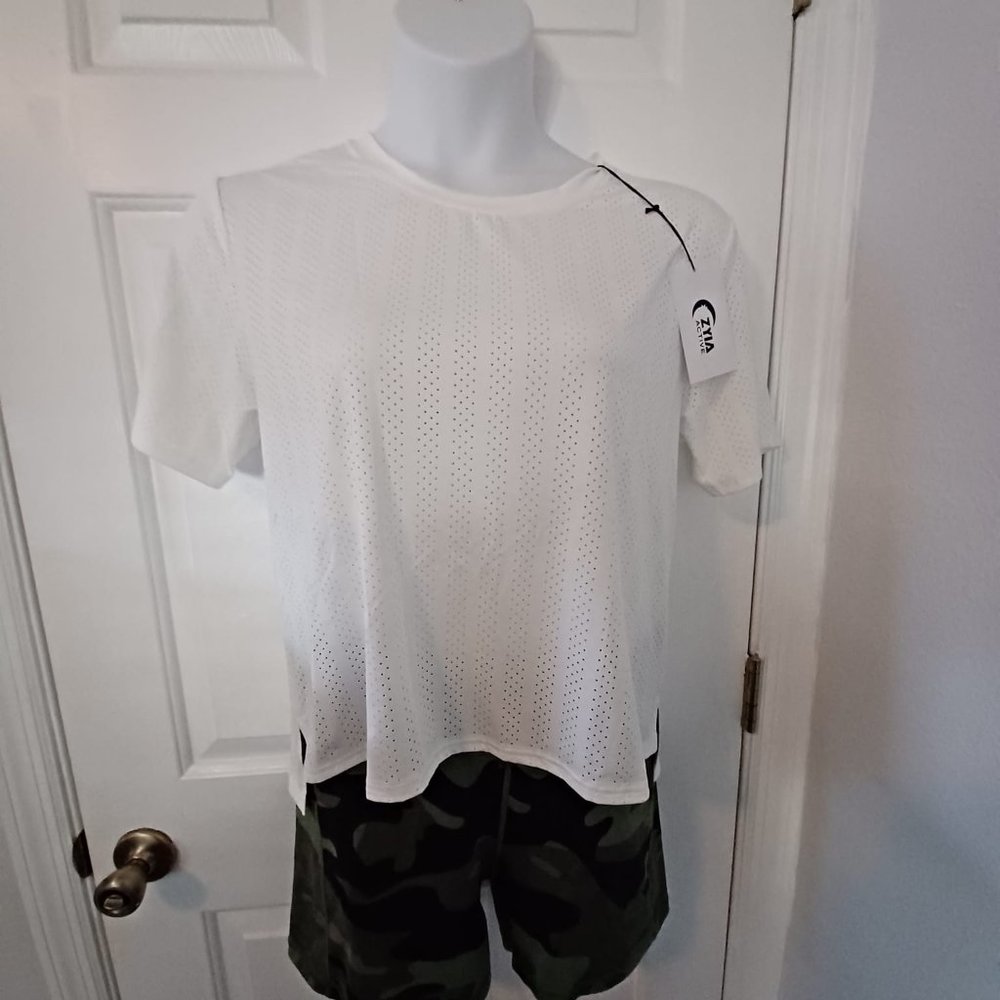 ZYIA WHITE MESH SHIRT CHILL TEE XXXL